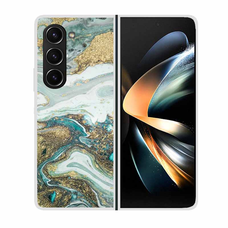 For Samsung Galaxy Z Fold 5 ZFold5 Cases Marble Transparent Shockproof Protection Hard Back Cover For Samsung Z Fold 5 5G Cases