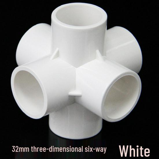 PVC Multi-Way Fittings: 3D Tee, 4-Way, 5-Way, 6-Way, 90° Elbow for Water Pipes (Sizes: 20, 25, 32, 40, 50).
