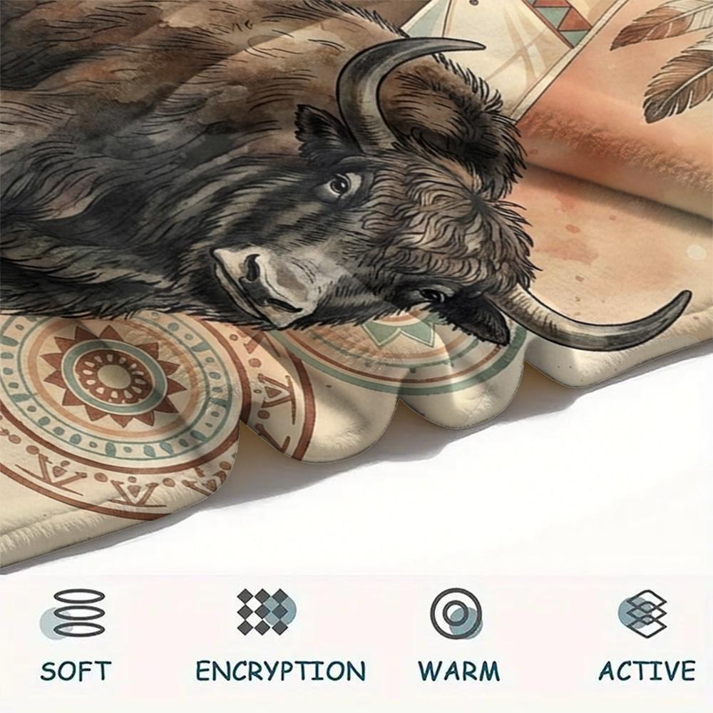 1PC Bohemian Watercolor Animals Print FlAannel Blanket, High Quality Comfortable for All Seasons, Home Decor, Warmth and Comfort