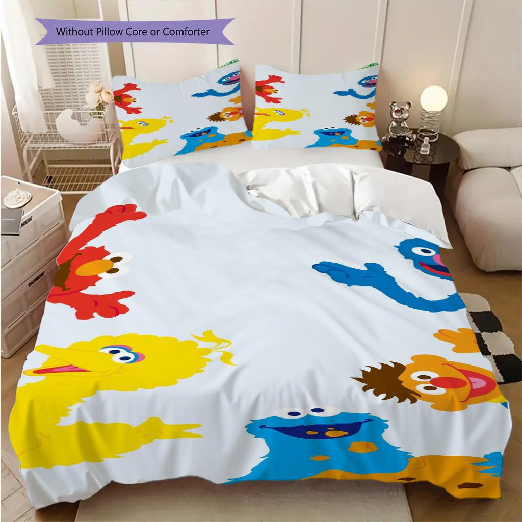 1PC Sesame Street pattern Bedding Quilt Set Quilt Cover Pillowcase Home Decoration Birthday Gift (1 * duvet cover + 2 * pillowcase, without core)