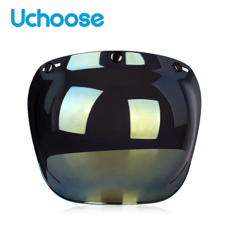 Authentic Bubble Mirror Motorcycle Helmet Three Button Type Retro Style Helmet Lenses Bubble Shield Visors Helmet Accessories