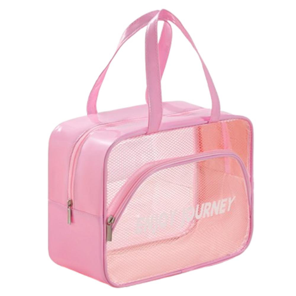 

Large Capacity Swimming Storage Bags Clear Toiletries Organizer Cosmetic Handbags for Travel розовый