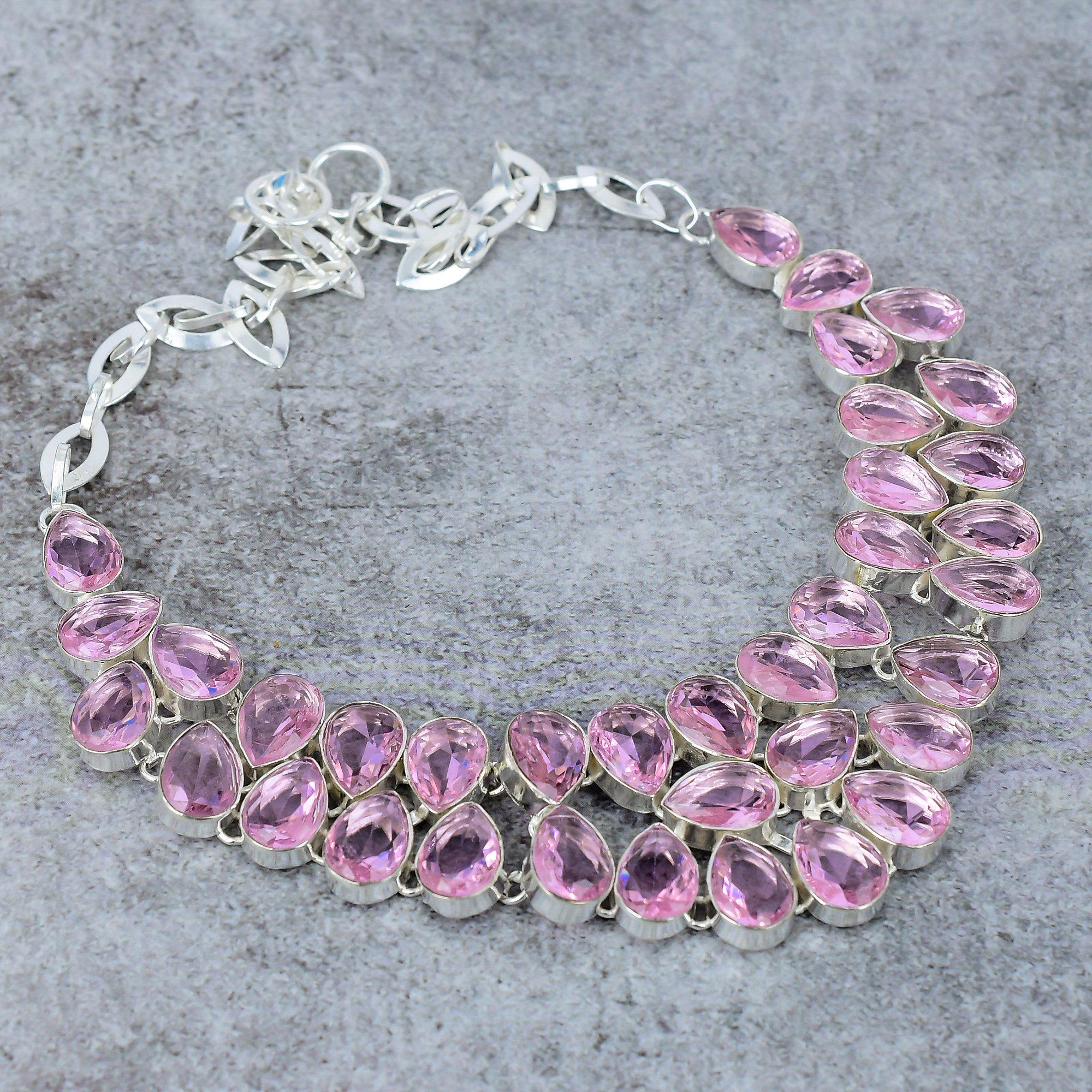 

Pink Kunzite Gemstone Handmade 925 Sterling Silver Jewelry Necklace 18 M-323