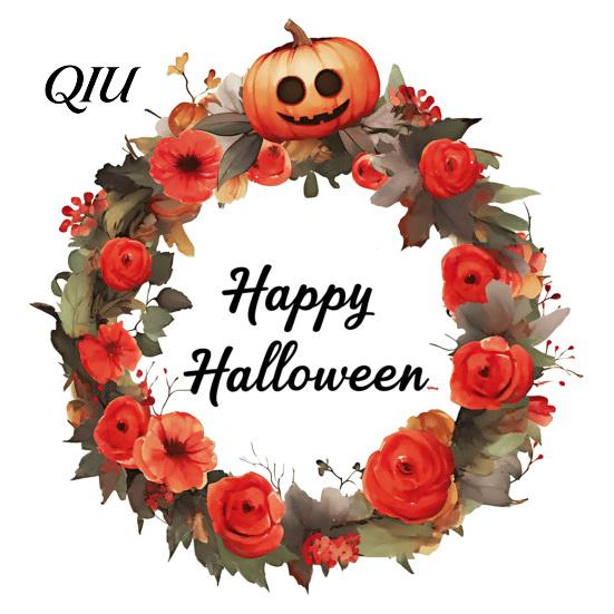 Weatherproof Glass Ornaments Halloween Wreath Wall Stickers, Happy Garland Decals, Retro Autumn Pumpkin Bathroom Mirror Stickers & Rose Waterproof PVC