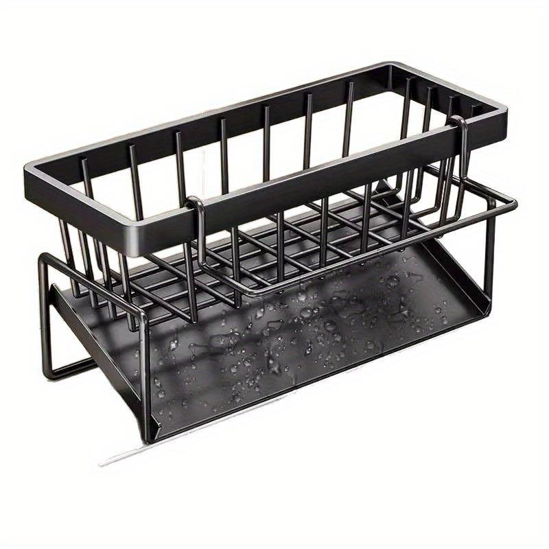 

Multi-Functional Sponge Holder, Plastic, with Drain Rack, Kitchen Storage Rack, for Dishcloth, Dishwashing Liquid, Sink, Counterto чёрный