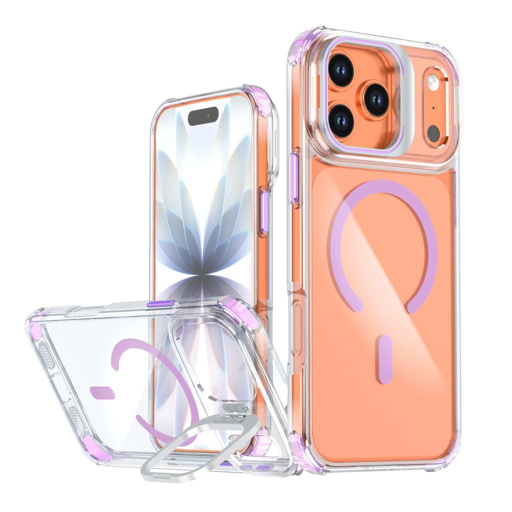 Applicable to iPhone17ProMax extraordinary magnetic suction bracket mobile phone case Apple 16Pro four corners anti-drop 15 sets