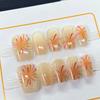 30Pcs Press On Nails Elegant Chinese Style Bamboo Red Square Short Glossy Nail Extension Full Cover Salon Home Women Girls Fake Nails Kit