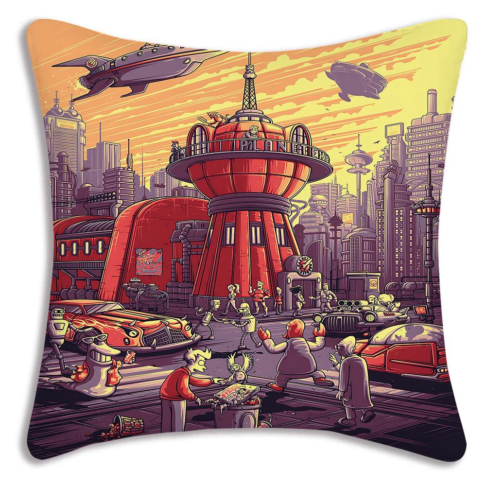 Classic movie F-Futuramas Pillow Covers Cartoon Sofa Decorative Home Double-sided Printing Short Plush Cute Cushion Cover
