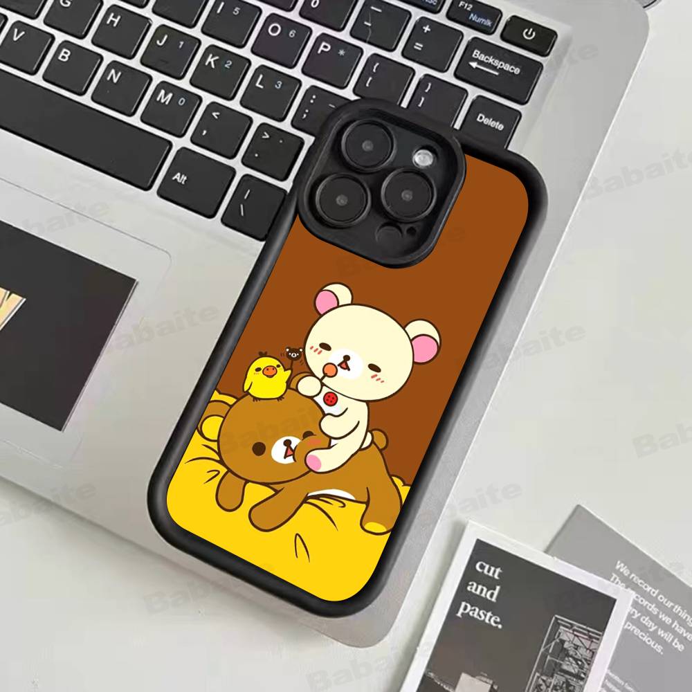 Cartoon Rilakkuma Bear Phone Case For iPhone 17 16 15 14 13 12 11 Air Plus Pro Max Soft Back Cover