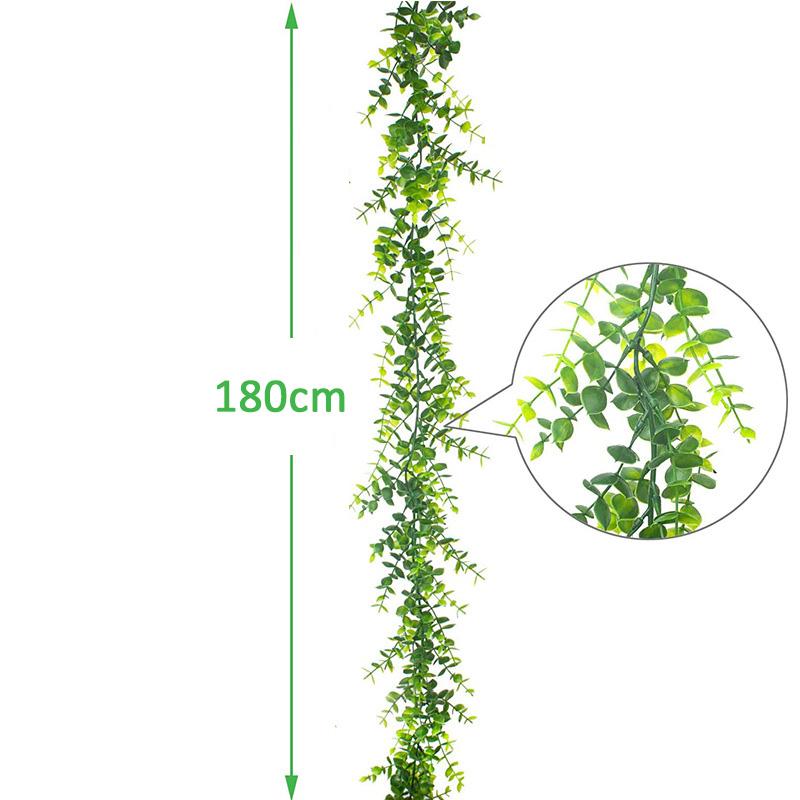 

180 см искусственная эвкалиптовая гирлянда ротанг для венков DIY свадебные украшения арка настенный фон зеленая подвесная лоза искусственные растения Green 1pcs
