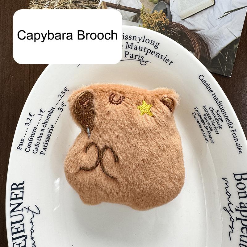 Kawaii Cartoon Capybara Plüsch-Schlüsselanhänger Anhänger Weiche Capybara Brosche Niedliche Neuheit Rucksack Dekoration Zubehör Geschenke