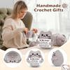 Handmade Knitted Cat Doll With Positive Card Home Room Decoration Funny Crochet Emotional Support Cat Ornament Christmas Gift