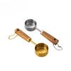 Gold-plated Stainless Steel Measuring Cup Measuring Spoon Acacia Wood Handle Measuring Spoon Tools Baking Tools