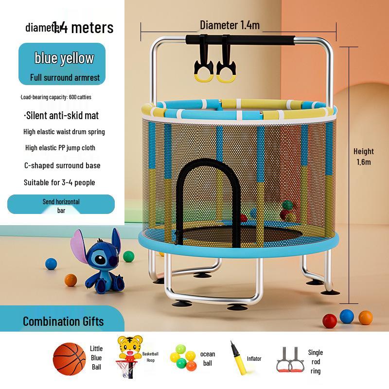 Indoor Family Trampoline with Safety Net for Kids and Adults