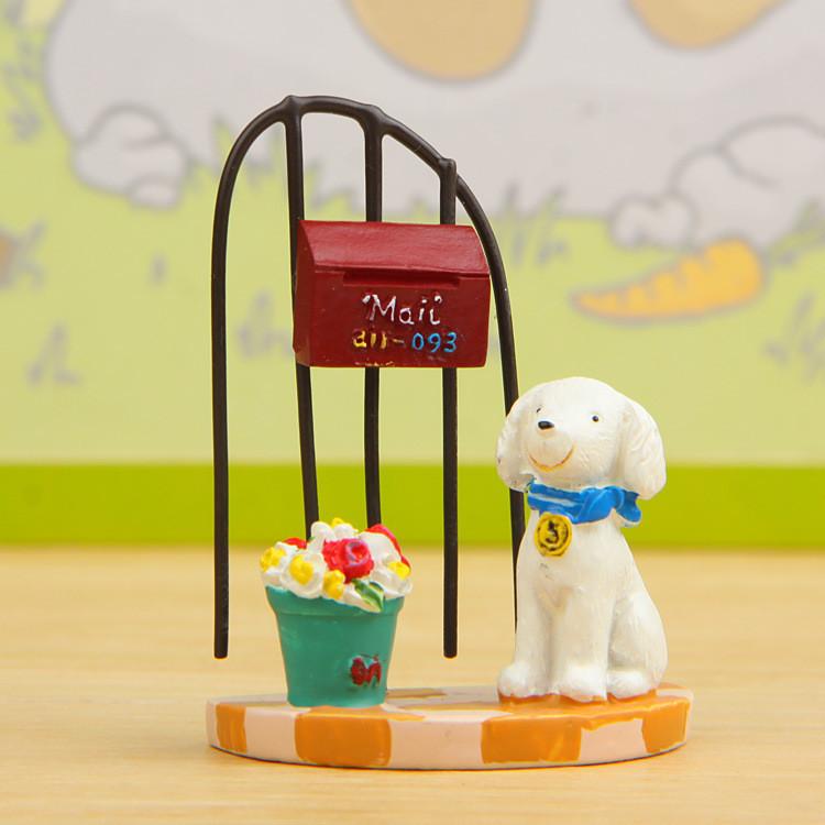 

Small 3d Fresh Resin Cartoon Dog Display Figurine With Flower Basket For Gift