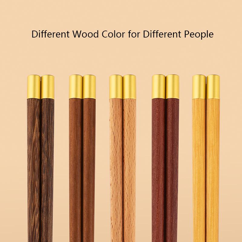 5 Pairs Luxury Natural Wood Chopsticks Reusable Non-slip Wooden Chopsticks Set Multi Color Eco-Friendly Healthy Chinese Chop Sticks