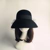 French Retro Mesh Black Woolen Woolen Basin Hat Women'S Autumn And Winter Hepburn Elegant British Versatile Fisherman Top Hat Foreign Trade