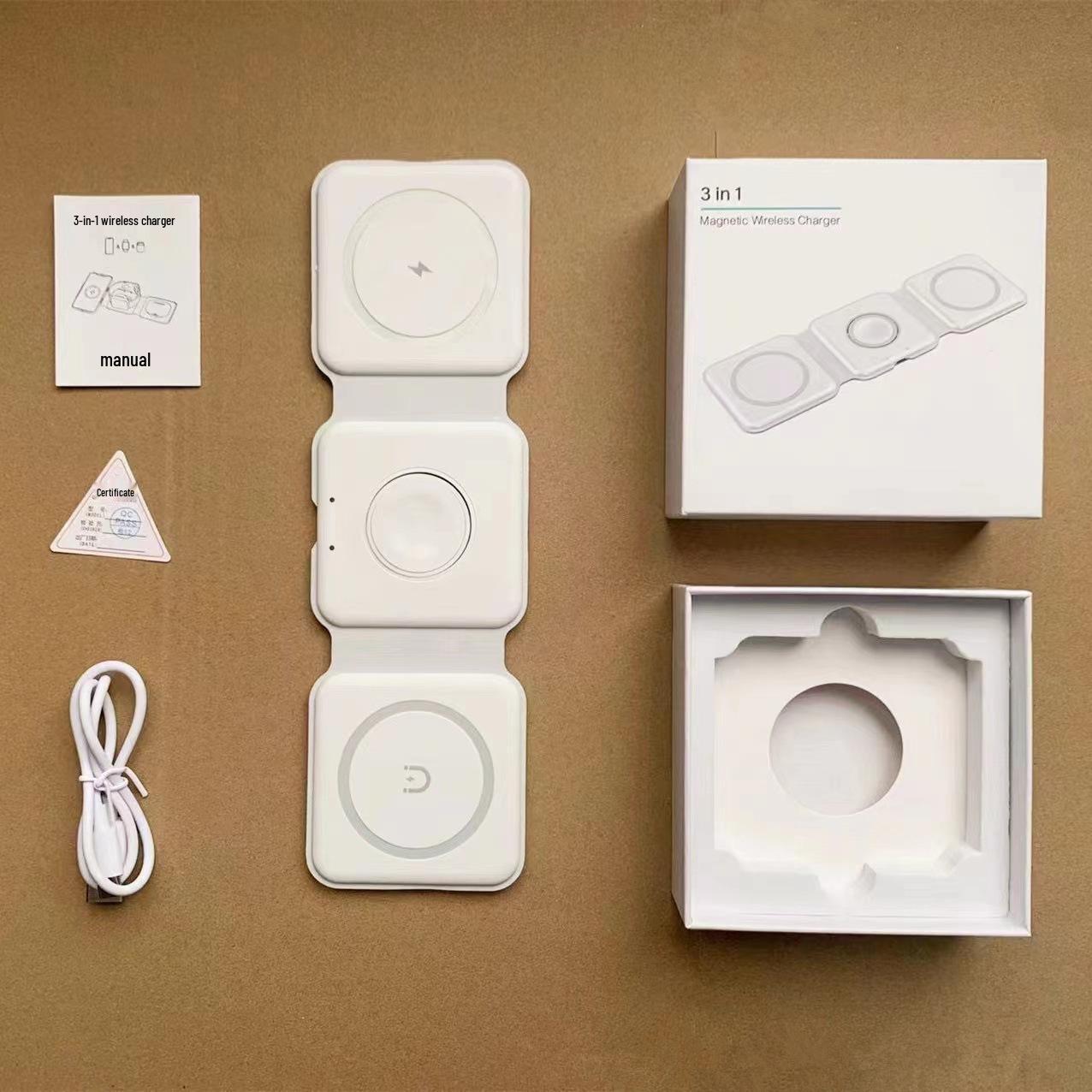 

Foldable 3-in-1 Magnetic 15W Magsafe Wireless Charger Phone Stand