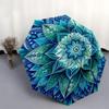 Blue Lotus Flower Mandala Wall Art PrintUmbrella with Cute Design,Portable 3-Fold Compact Umbrella for Men&Women,Valentine's Day Mother's Da