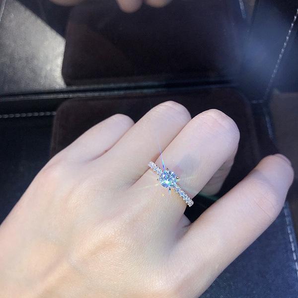 

6-Prong Moissanite Engagement Ring for Women, Rose Gold Plated CZ Wedding Band, Bridal Jewelry Gift 11 срібний