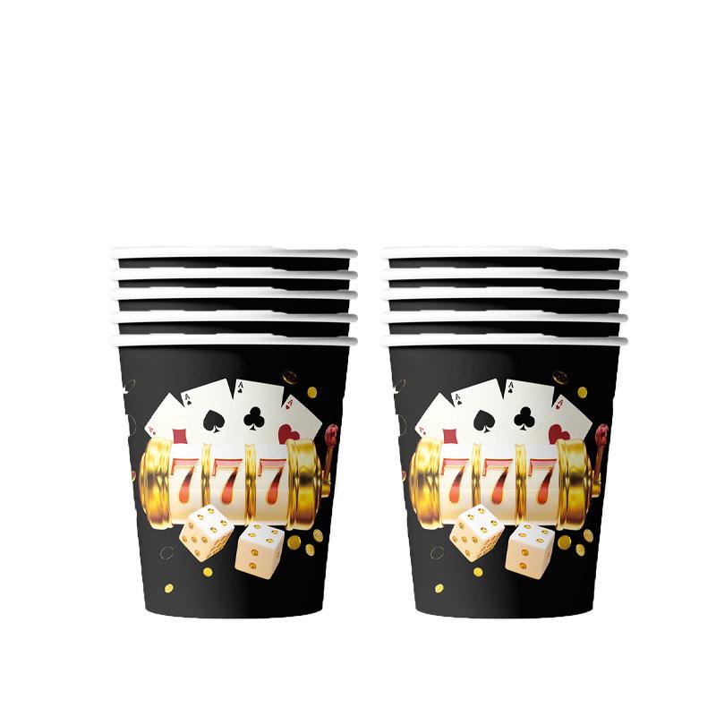 

Poker Party Disposable Tableware Set: Plates, Cups, Napkins for Boys Birthday Decorations.