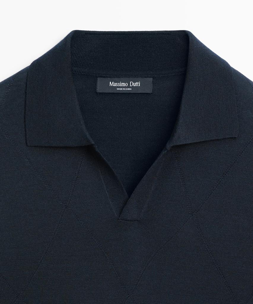 Masimodutti Diamond Pattern Jersey Polo