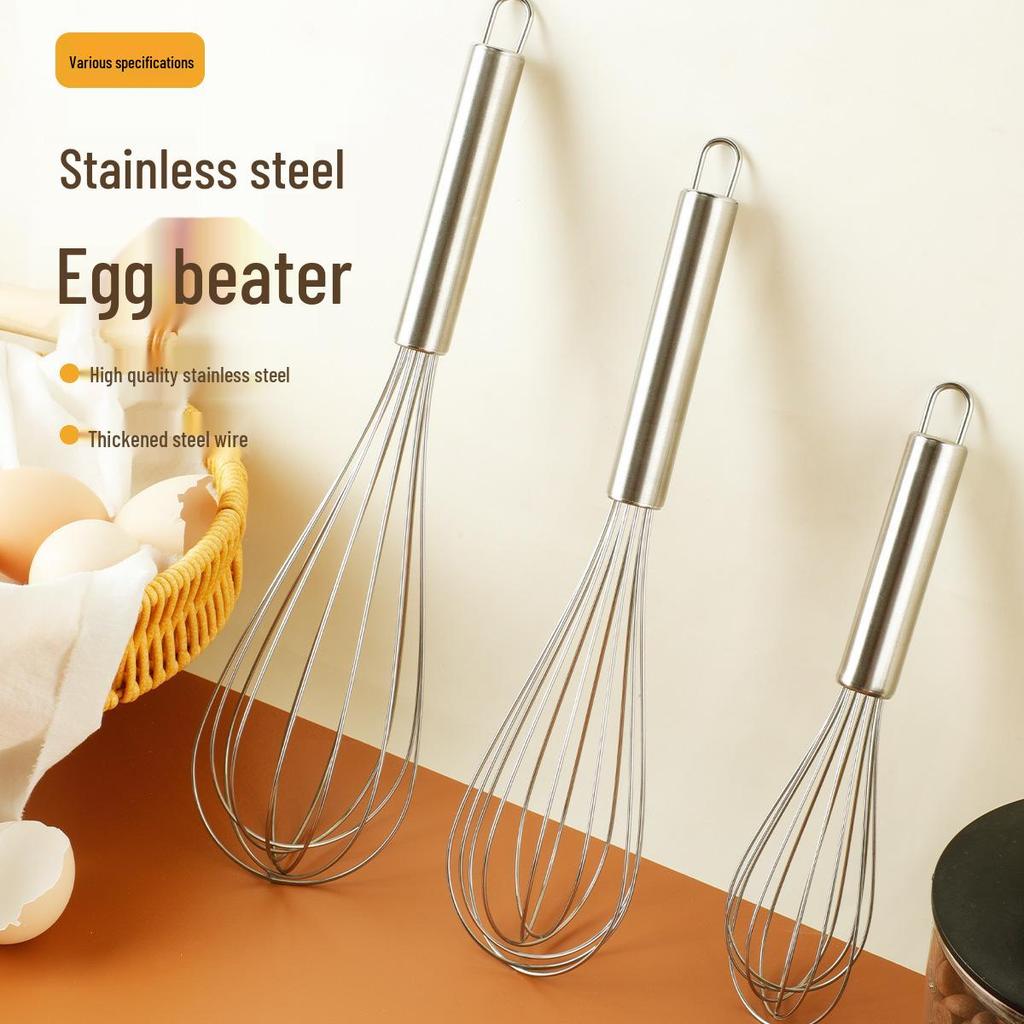 Stainless Steel Handheld Egg Beater & Milk Frother for Baking