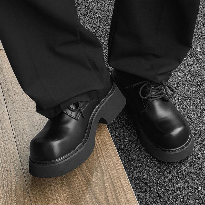 Fashion Derby Thick soled Men's Shoes Classic trendy designer styles Leisure Outdoor Fashion Party Handsome young leather shoes Brown