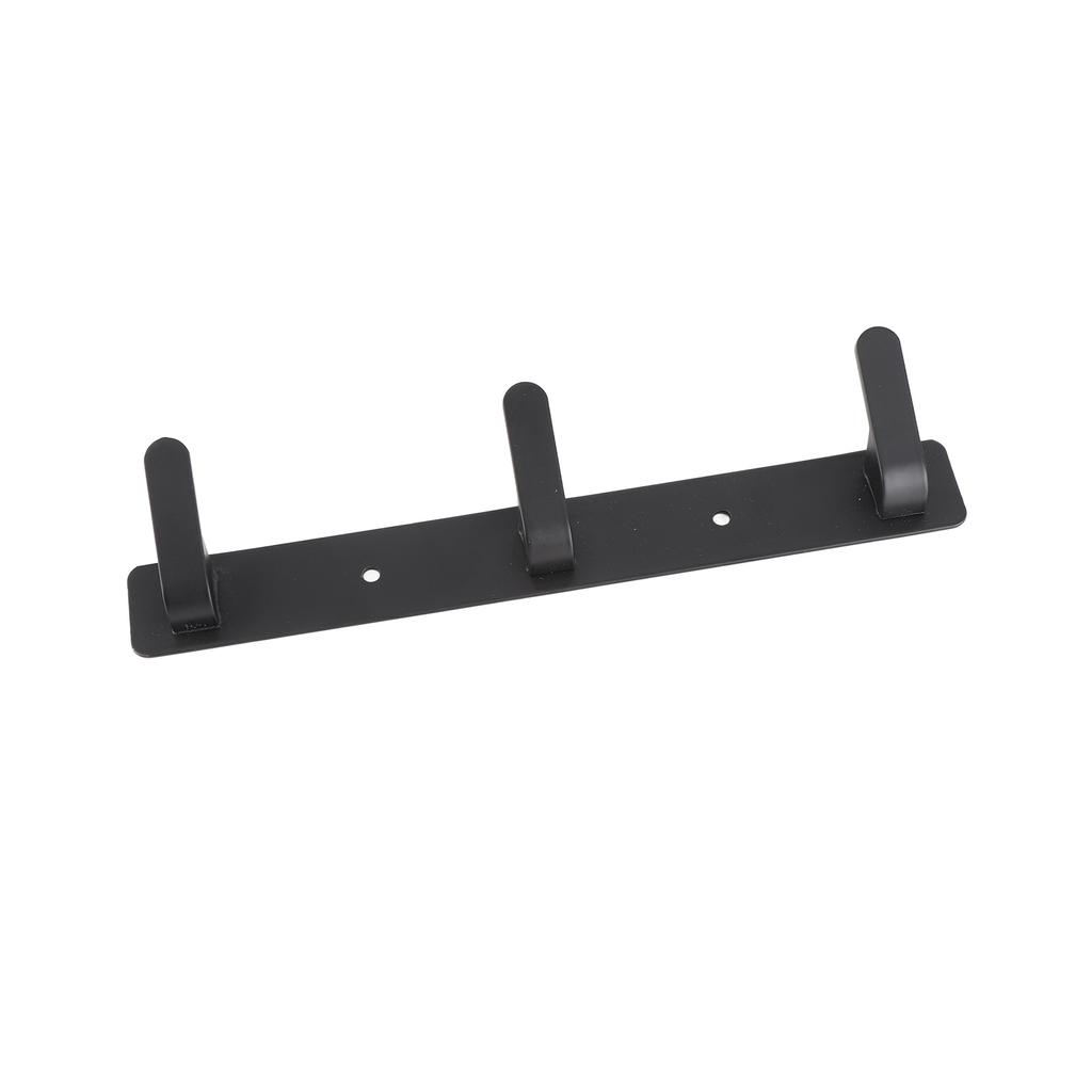 Simple Space Aluminum Row Hooks Wall Mounted Hook for Kitchen Bathroom Wardrobe Black3 Hooks