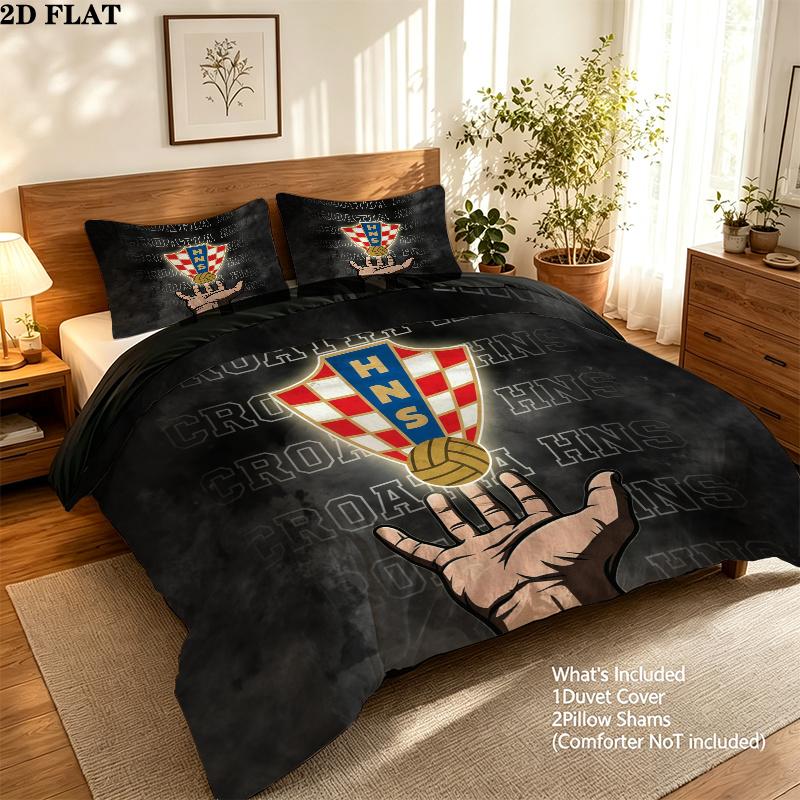Kroatien Muster Bettwäsche Steppdecken-Set Heimdekoration Geschenk (1 Bettbezug + 2 Kissenbezüge (ohne Füllung))