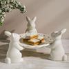 3D Easter Bunny Tray Silicone Mold Set Easter Rabbit Epoxy Resin Mold Cute Rabbit Holding Tray Plate Concrete Craft Decoration