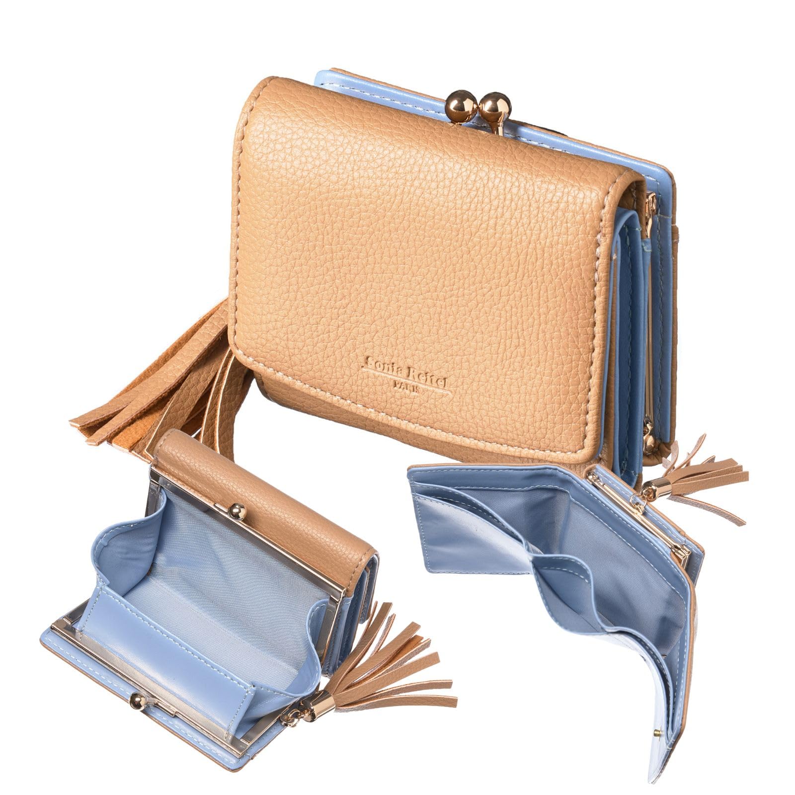 

SONIA A mini clasp wallet made by a local wallet This wallet features a coin purse for easy A perfect Day Comes in a REITEL maker. tri-fold