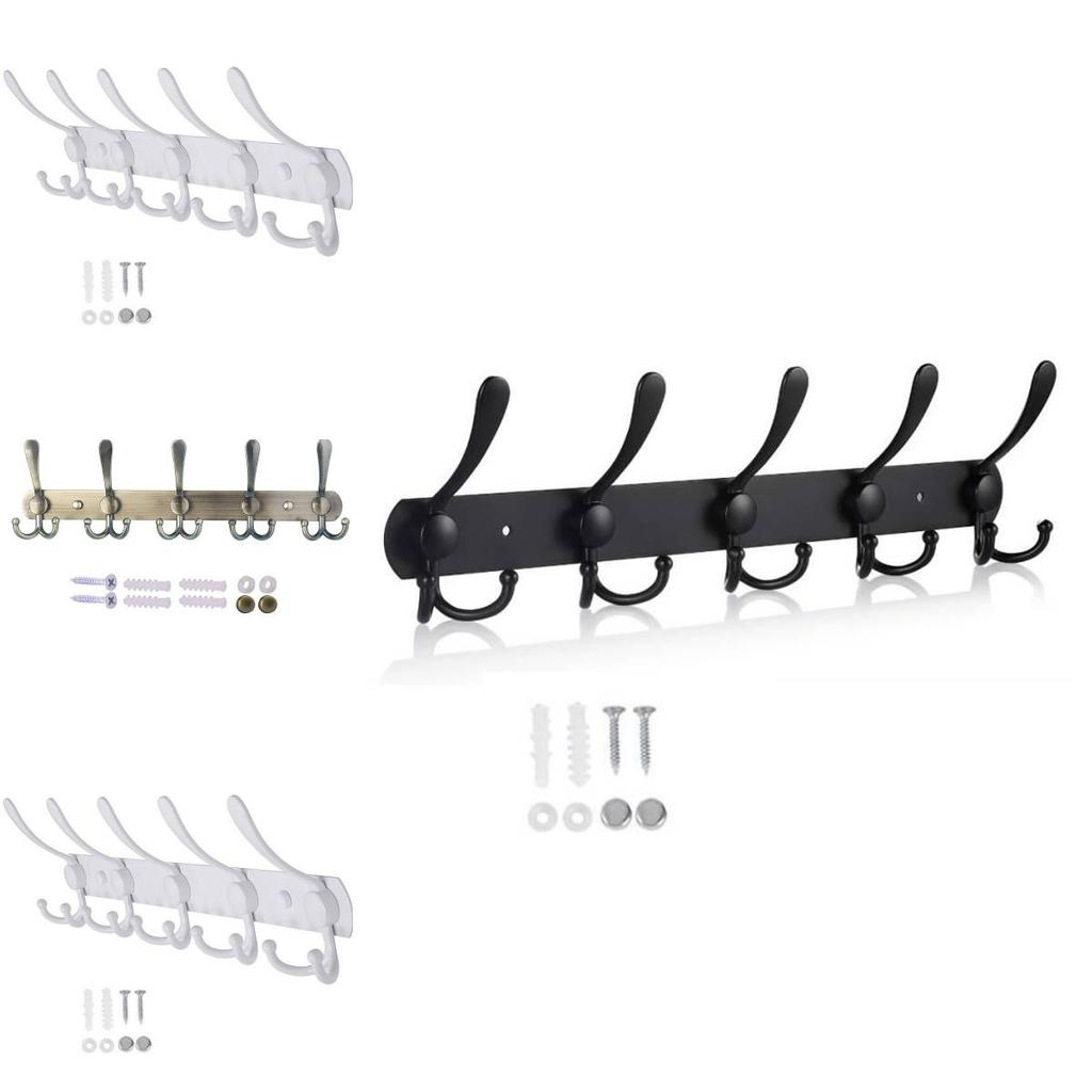 Modern Minimalist Wall Mount Heavy Duty Coat Hook With 5 Hooks For Bathroom And Hotel Doors