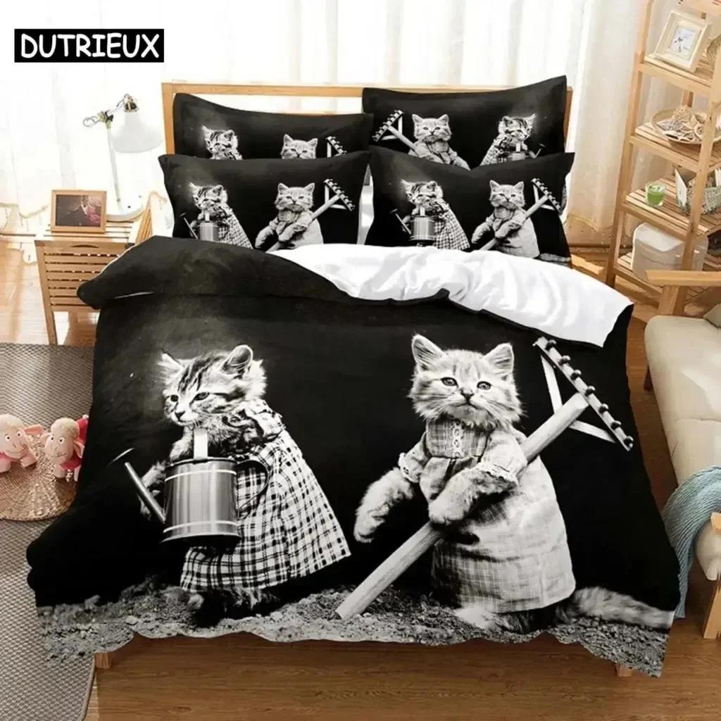 Luxury New 3D Print HD Duvet Cover Bedding Set Quilt Case Pillowcase Cat Pattern Double Full King Queen Twin Single Bedroom