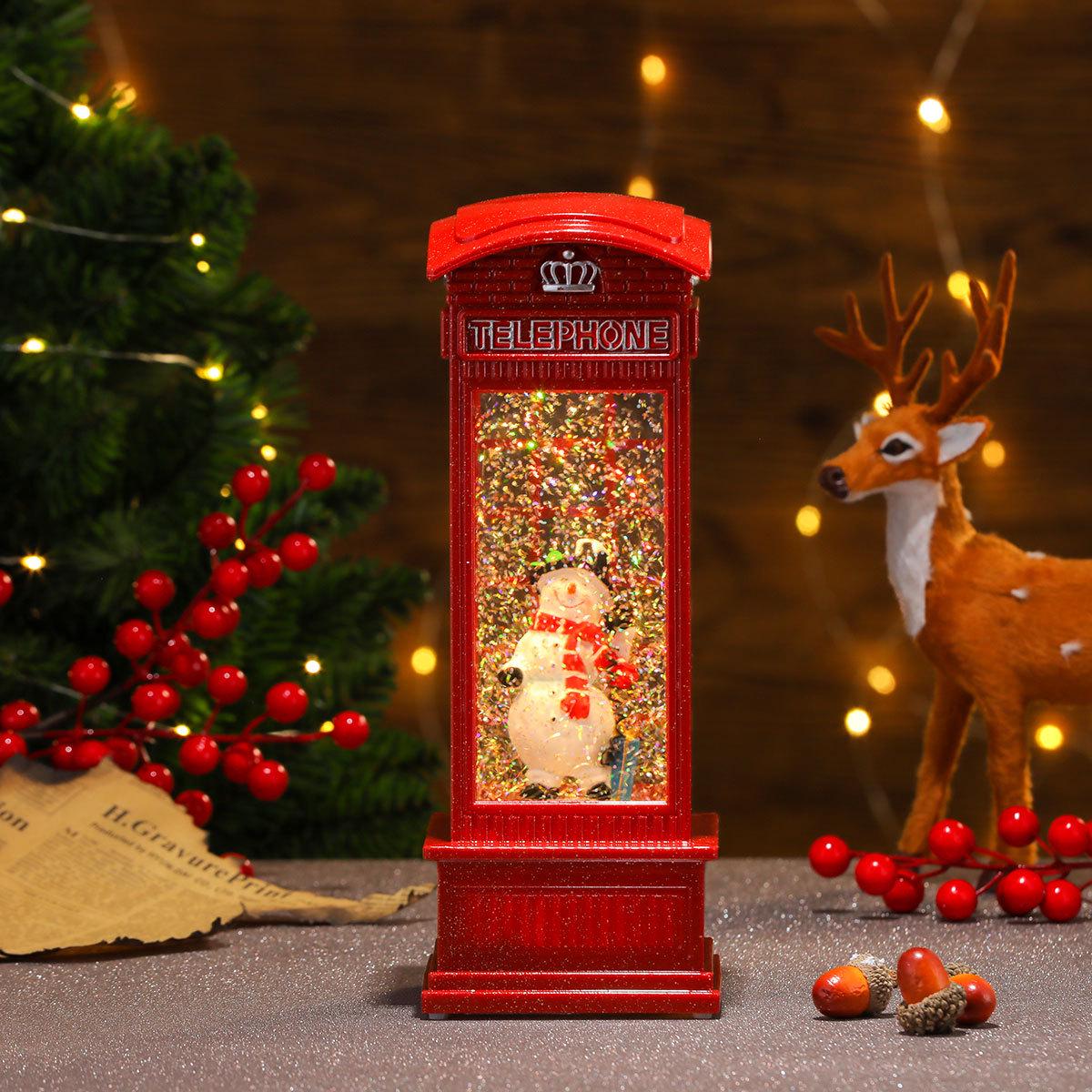 Large Luminous Telephone Booth Snow Globe - Creative Christmas Ornament & Gift