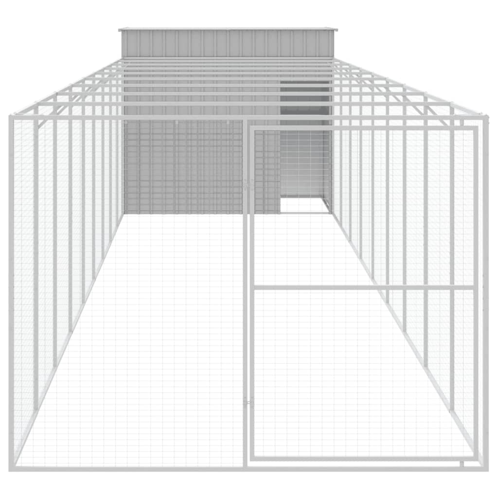 Vidaxl Buda Dla Psa, Z Wybiegiem, Jasnoszara, 214X1069X181 Cm, Stal