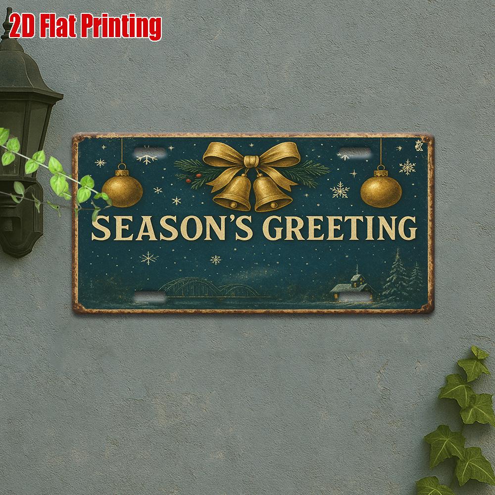 

Seasons Greeting D Flat Printing Aluminum Metal Sign Festive Retro Style Wall Decor for Home Bar Office Indoor Outdoor Holiday 15x30cm(5.9x7.8inch)