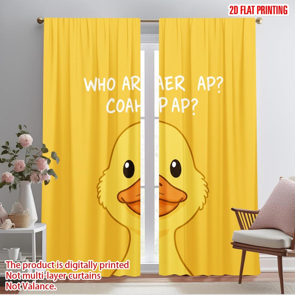 

2pcs 2D flat printing Party Curtains WHO AR AER COAHAP DUCK Polyester Without Electricity 0 for aesthetic room decor 52.50×116.00 CM 2pcs