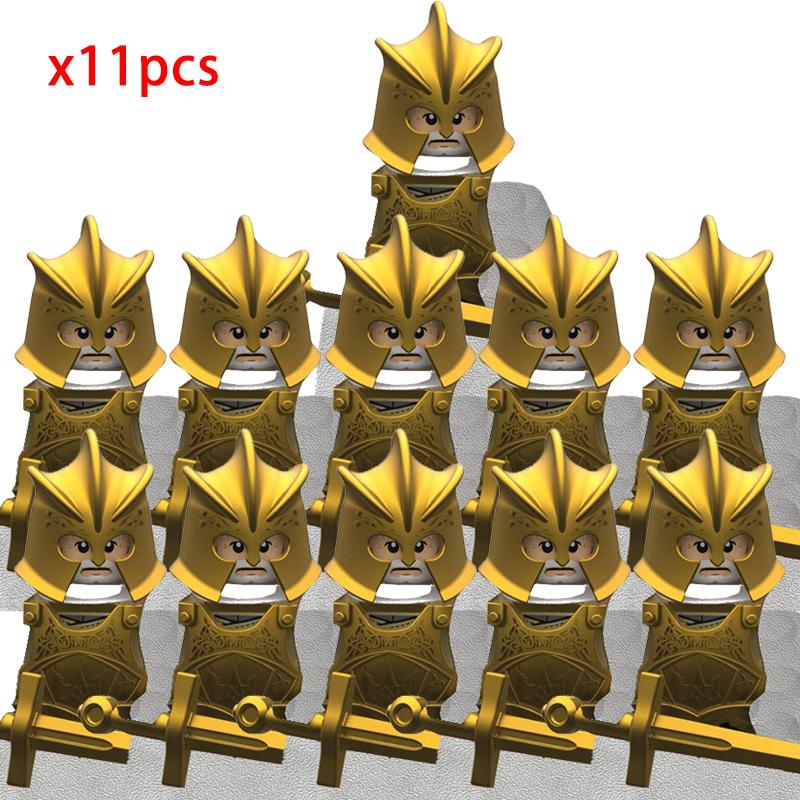MOC Creative Medieval Game Valley Kinghts Ailin Guard Figures Warrior Armored Soldiers Army Weapons Helmet Blocks Bricks Toys