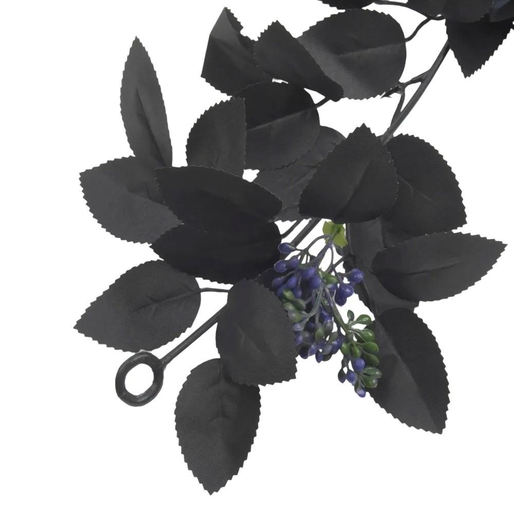 Black Halloween Rose Leaf Vines Simulated Flowers Halloween Garland  Home Decor