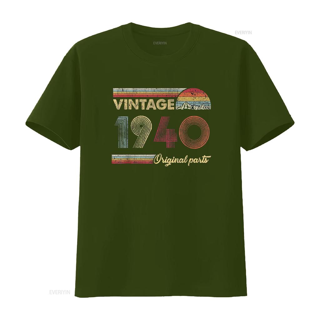 Retro Original Parts 80th Vintage 1940 Birthday T Shirt vintage Washed Stretched graphic streetwear Top For Everyday Wear
