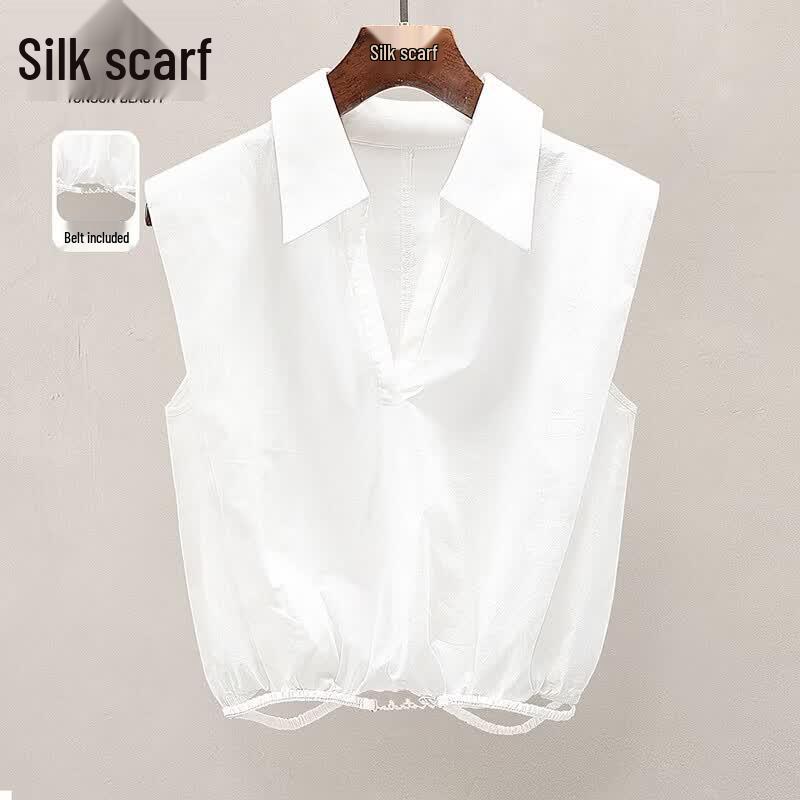 

Women s Solid Sleeveless Lapel Blouse M