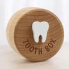 Wood Baby Teeth Box Round Small Heavy Duty Lost Tooth Keepsake Storage Saver Container Box Birthday Baby Shower Boys Girls Gift