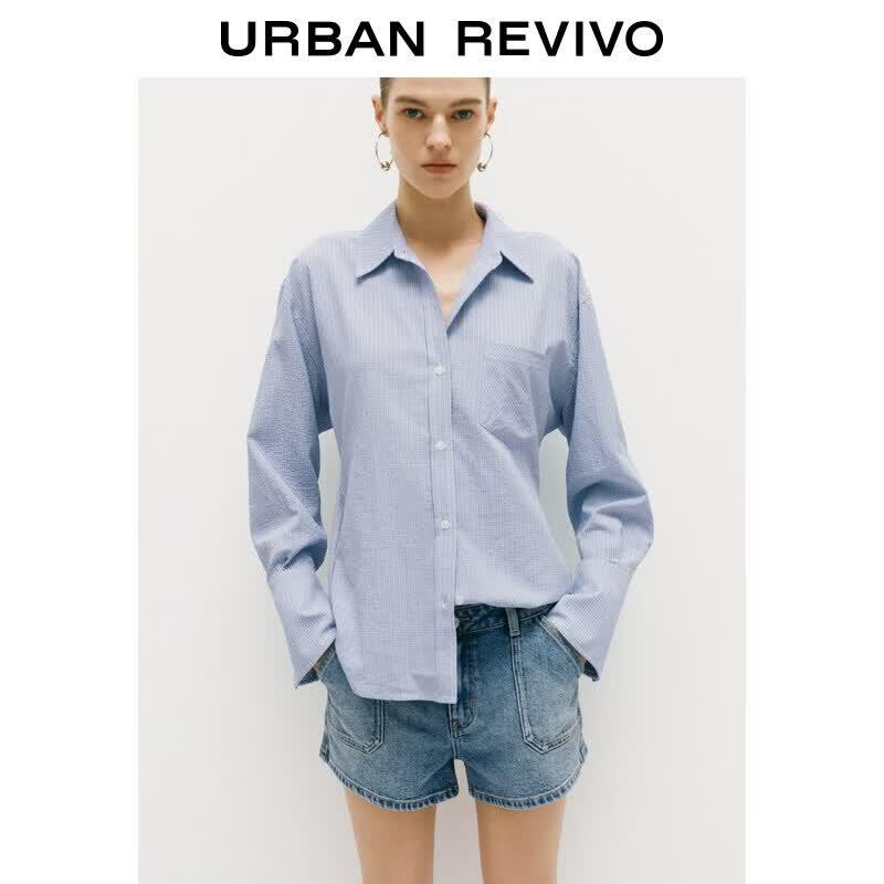 UR Women s Classic Plaid Slit-Hem Shirt M