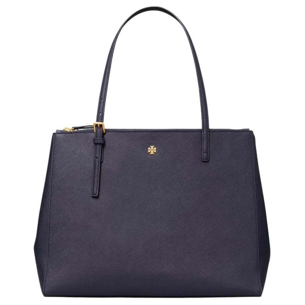 Tory Burch Emerson Metal Double T Logo Minimalist Fashion Large Capacity Zipper Leather Tote Bag Shopping Bag Shoulder Handbag Women Tote 134837-405