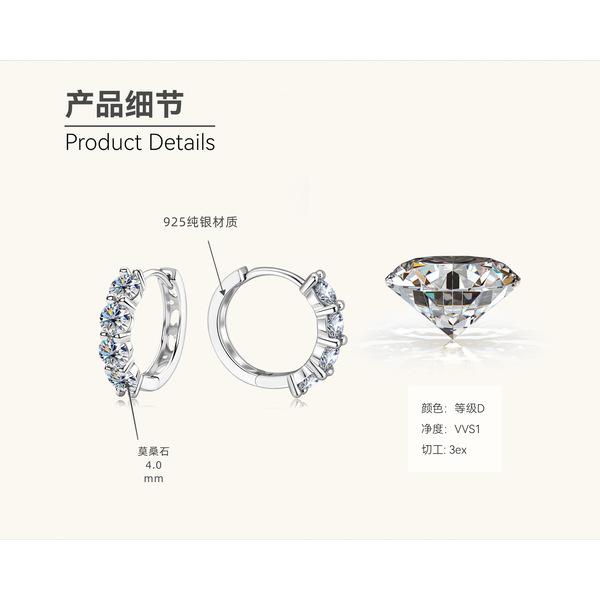 Silberfarbene Glamouröse Luxus-Ohrringe in Herzform mit Moissanit und Ohrstecker für Damen, S925 Sterling Silber Ohrschmuck