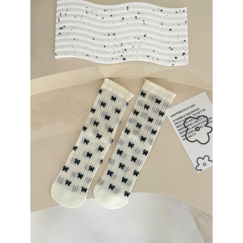 

Женские летние тонкие хлопковые сетчатые носки-гольфы с бантом, дышащие, балетные, ветрозащитные 1 pair молочный белый