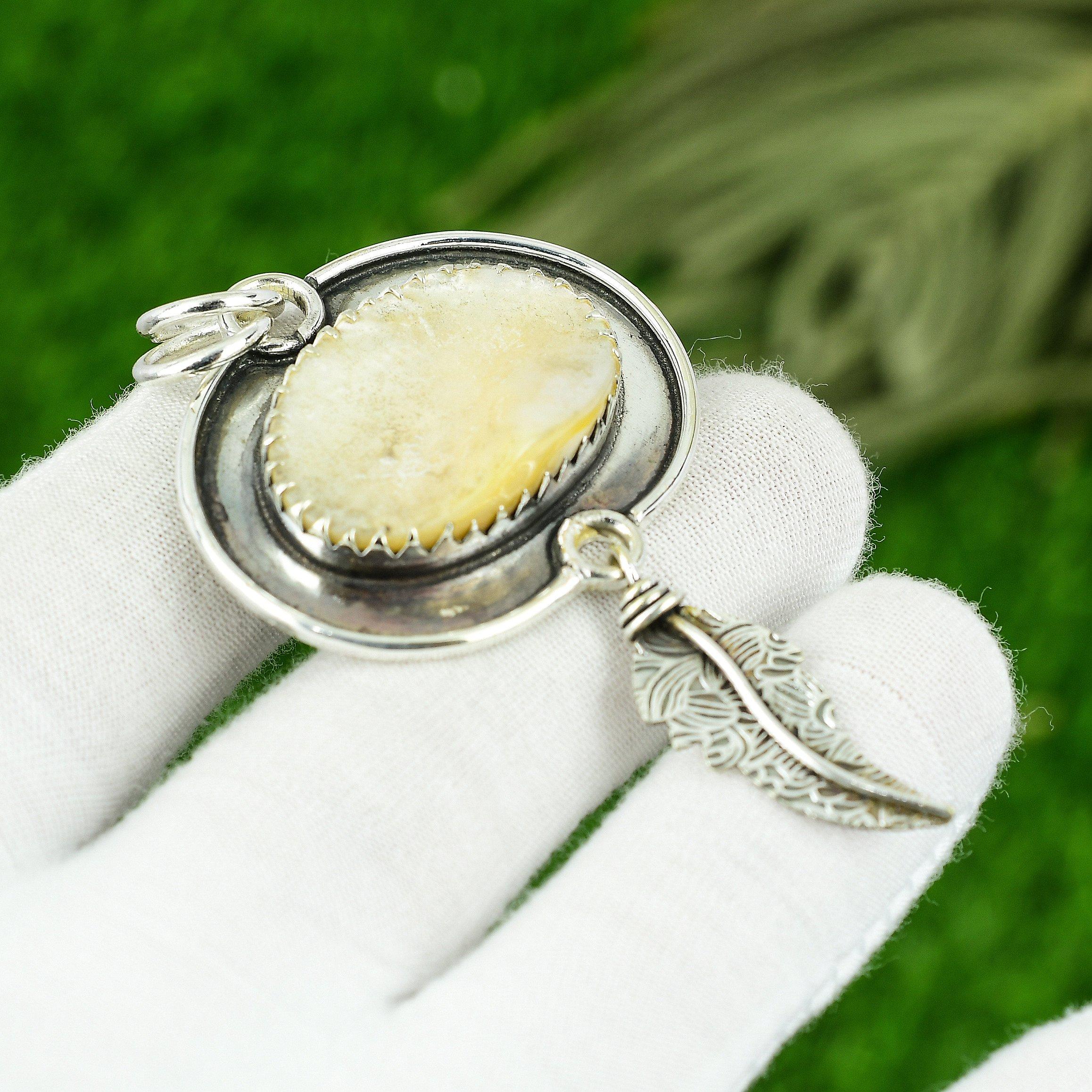 

Подвеска из натурального перламутра, серебро 925 пробы, индийские украшения