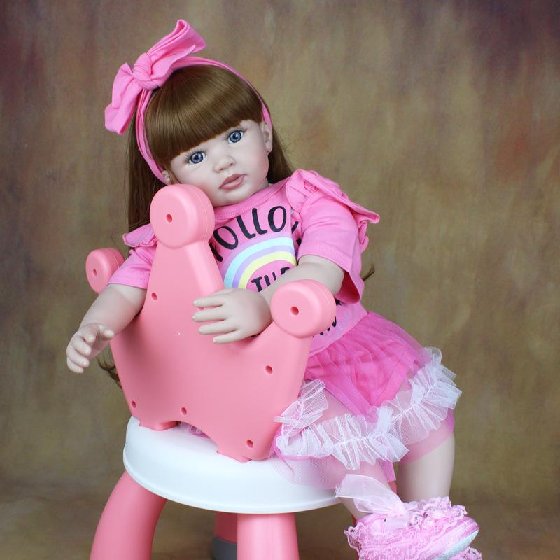 Lovely 60cm Soft Cloth Body Reborn Toddler Doll Cosplay Girl Lifelike Long Hair Princess Imitation Baby Dolls for Kids Play House Toy Surprise Present
