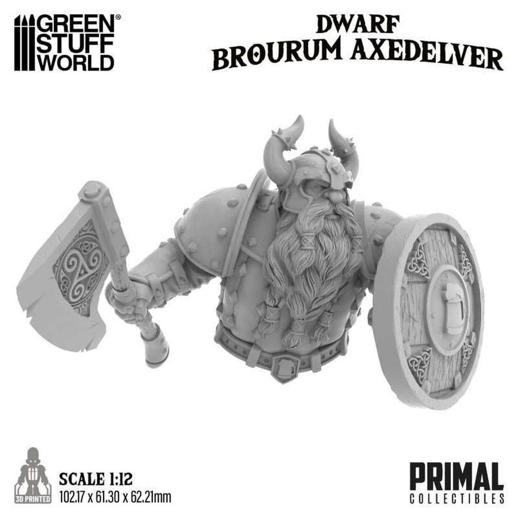 Green Stuff World Scale PRIMAL Collectibles Dwarf Broulam Axdelver 3D Printer Kit 1/12 GSWD-12678 (Human)